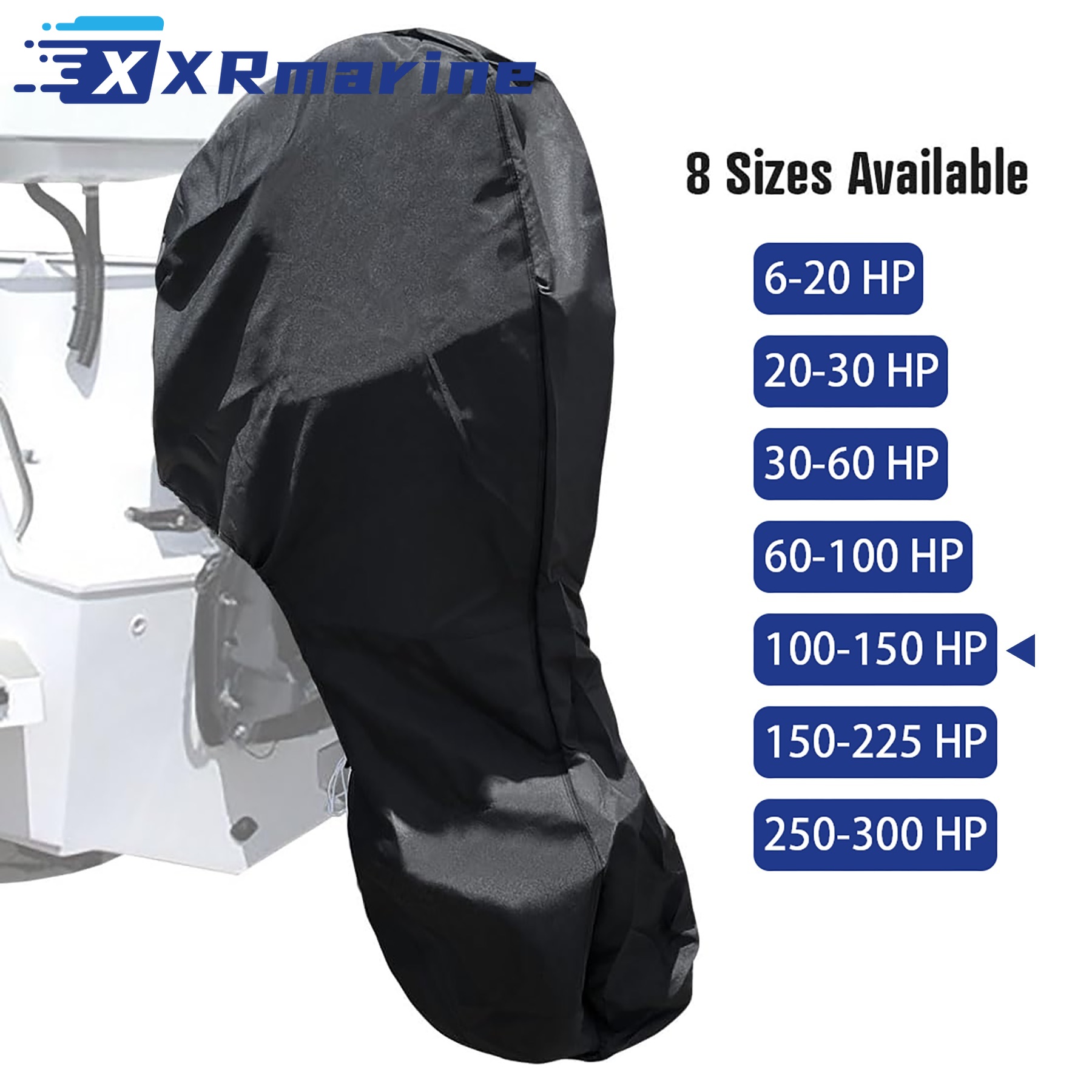 Fishing Boat Cover - Tampa do motor de popa PRETA
